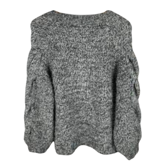 Gray marled wool/alpaca sweater chunky wool fisherman Cable Knit Pullover. Sz XS - Picture 2 of 9